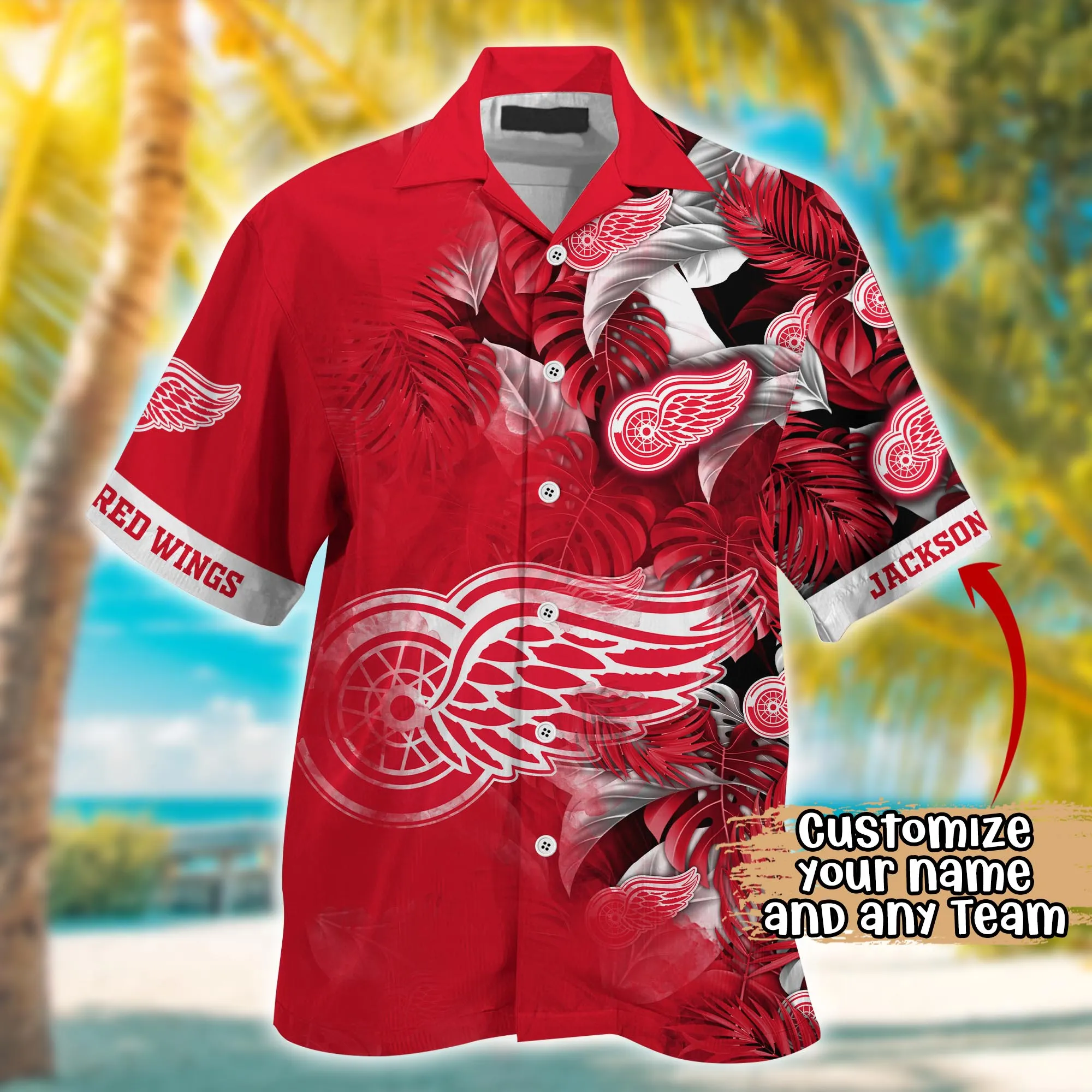 Detroit Red Wings NHL Summer Hawaii Shirt And Tshirt Custom Aloha Shirt