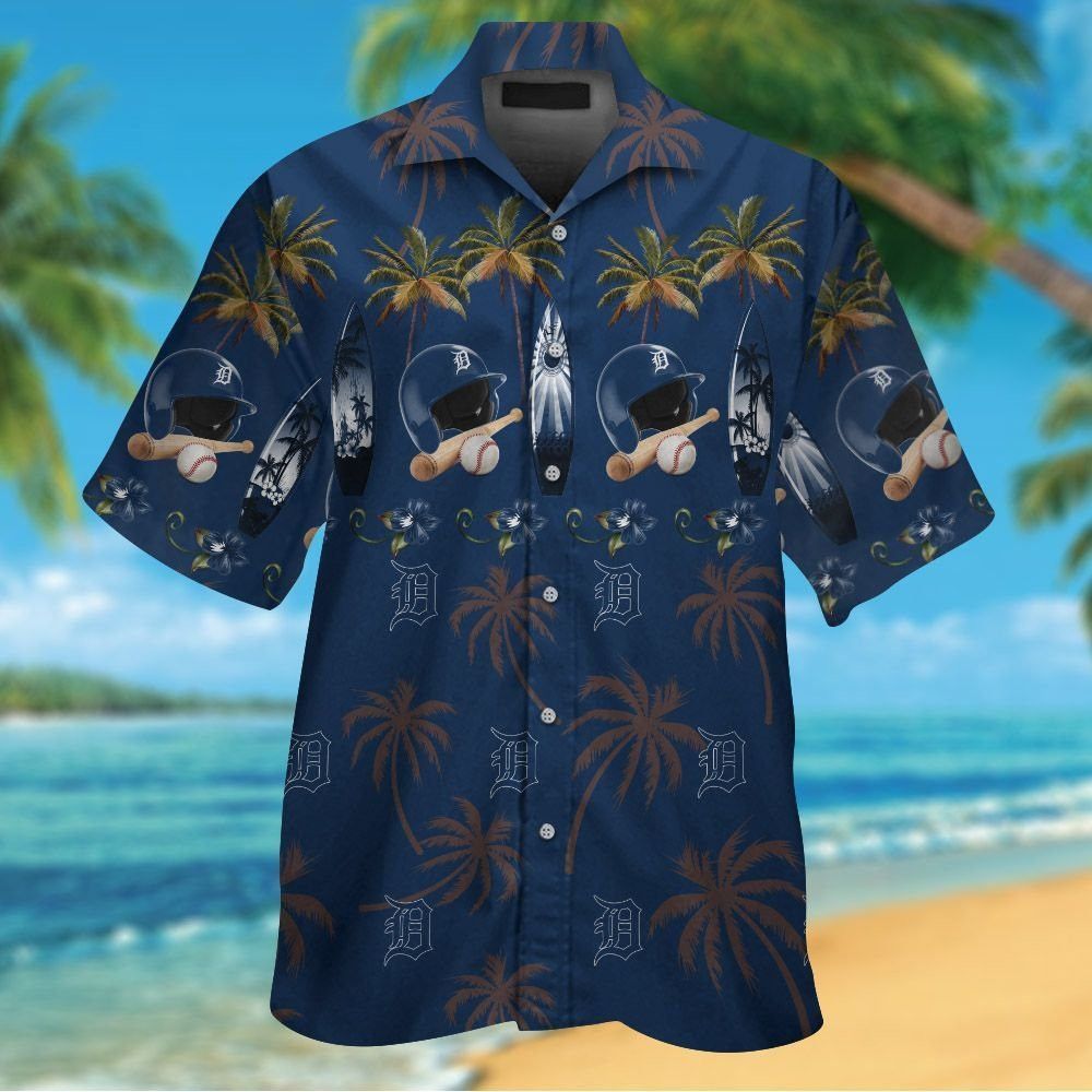 Detroit Tigers Short Sleeve Button Up Tropical Hawaiian Shirt VER04