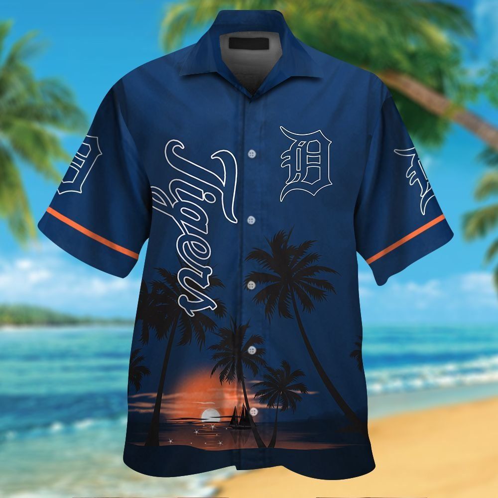 Detroit Tigers Short Sleeve Button Up Tropical Hawaiian Shirt VER07