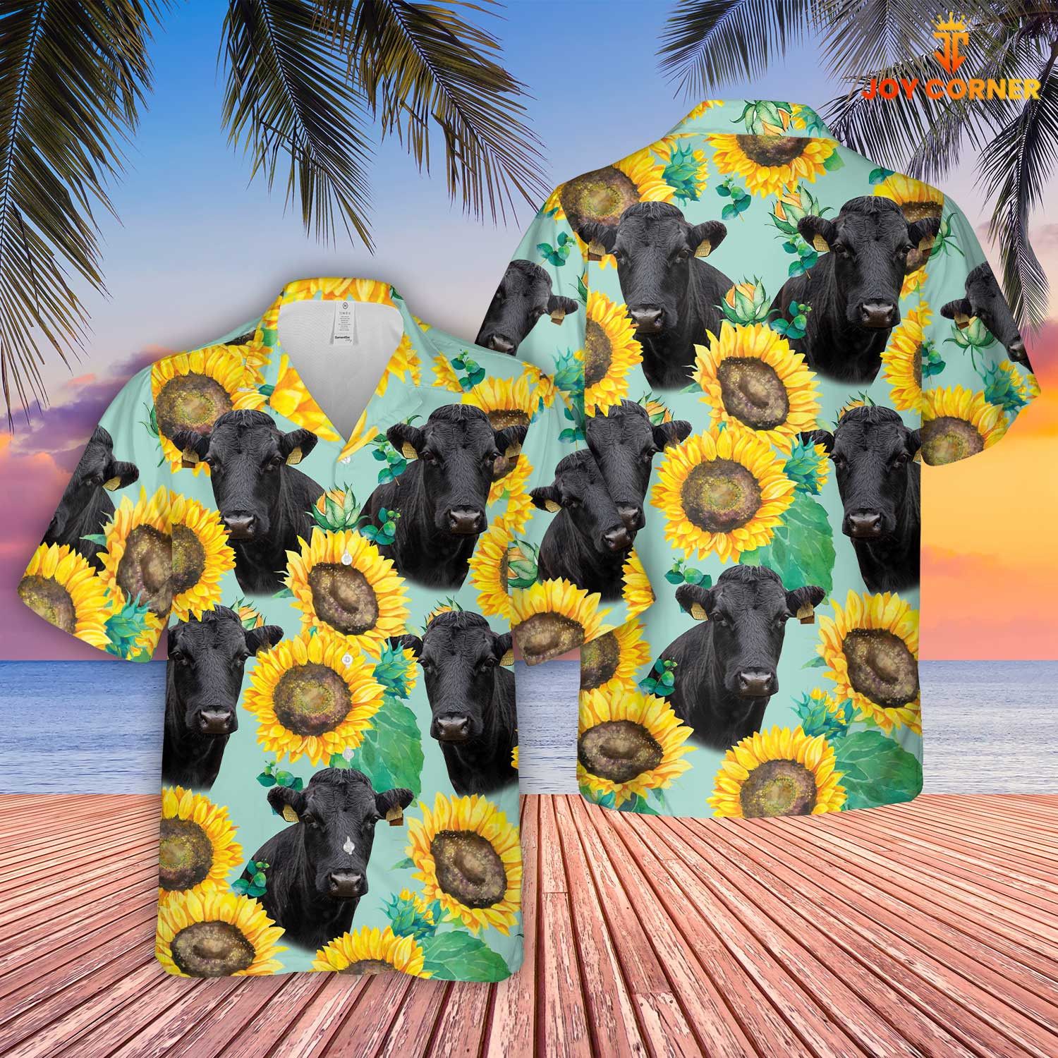 Dexter Breed Hawaiian Shirt Displaying Sunflower Farm Florals In 3D Design