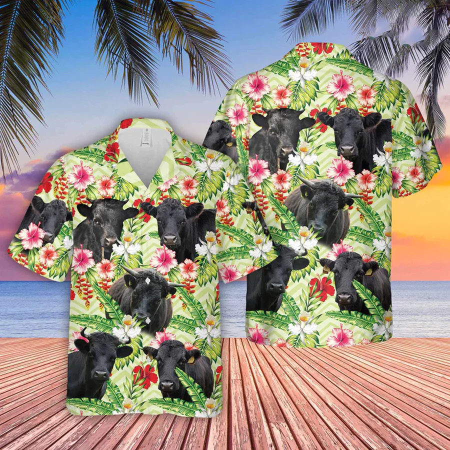 Dexter Hibicus Floral 3D Trendy Hawaiian Shirt, Farm Lover Hawaii Shirt, Hawaiian Casual Button Down Shirt