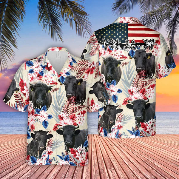 Dexter Pattern Us Flag Trendy Hawaiian Shirt, Farm Cow Trendy Hawaiian Shirt For Men And Women