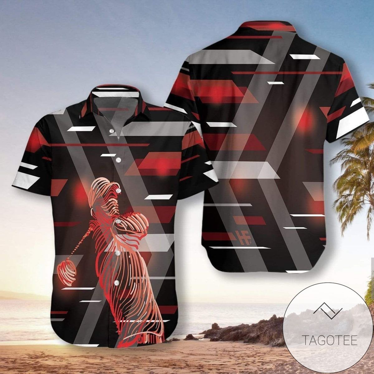 Digitalized Golf Player Capturing Focus on Hawaiian Shirt