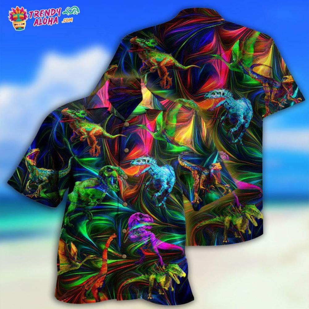 Dinosaur Amazing Love Neon Style Hawaiian Shirt – Trendy Aloha