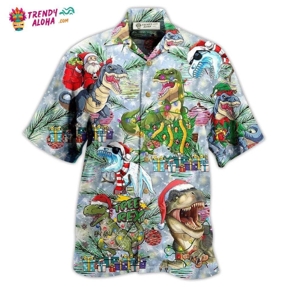 Dinosaur And Merry Christmas Hawaiian Shirt – Trendy Aloha