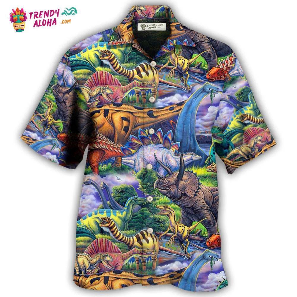 Dinosaur Art Coloful Style Hawaiian Shirt – Trendy Aloha