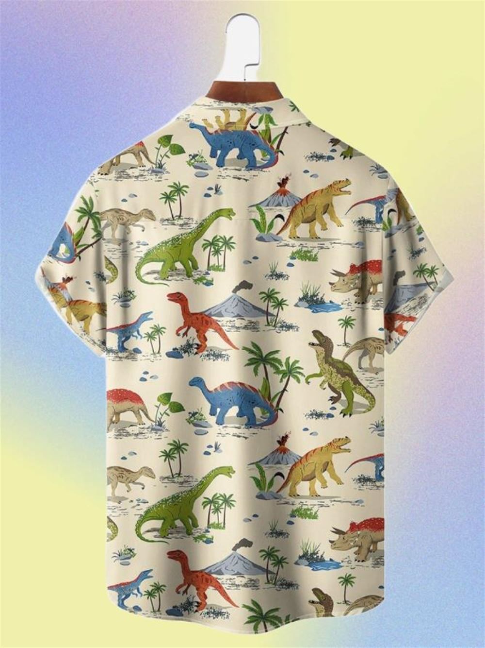 Dinosaur Chest Pocket Short Sleeve Hawaiian Shirt