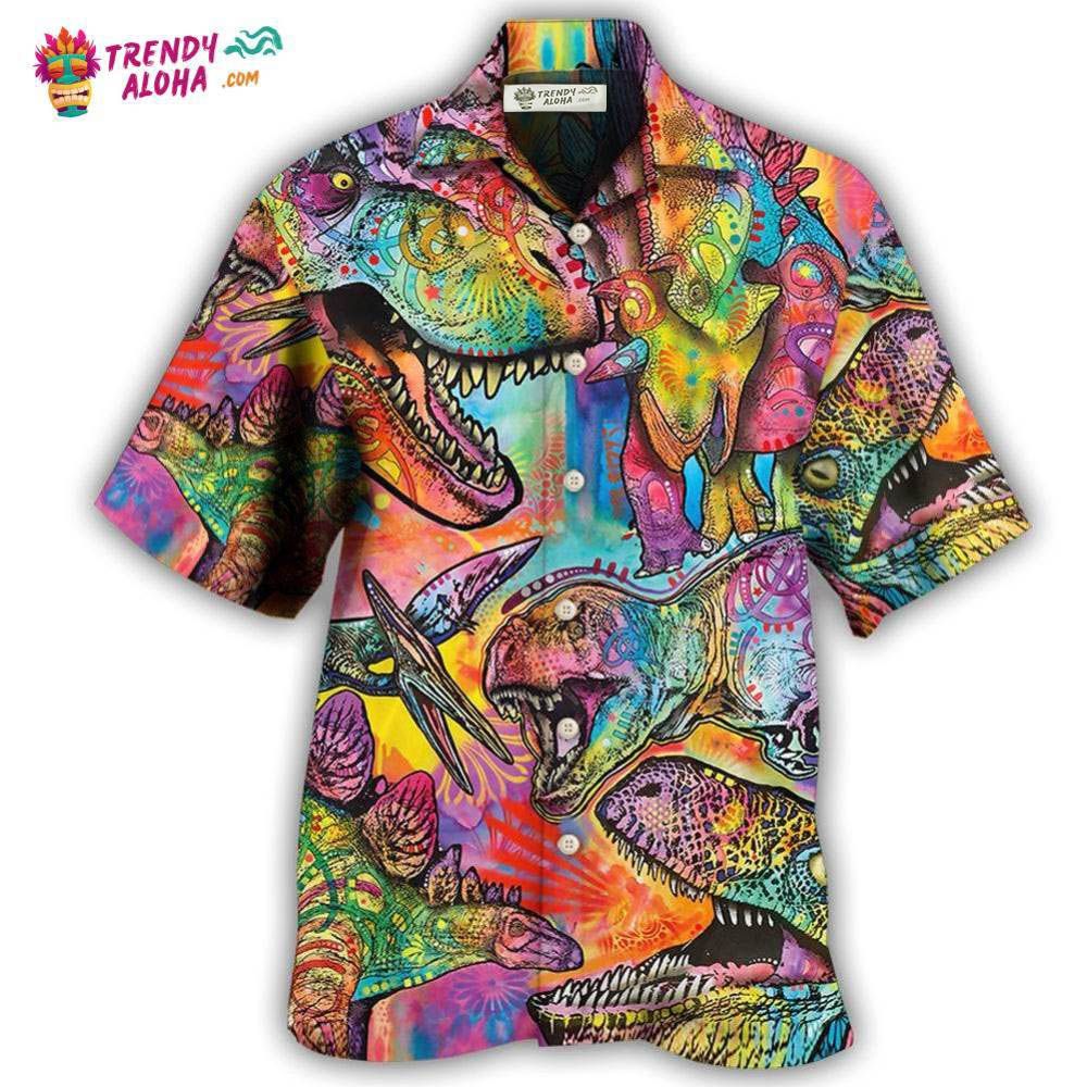 Dinosaur Colorful Art Style Hawaiian Shirt – Trendy Aloha