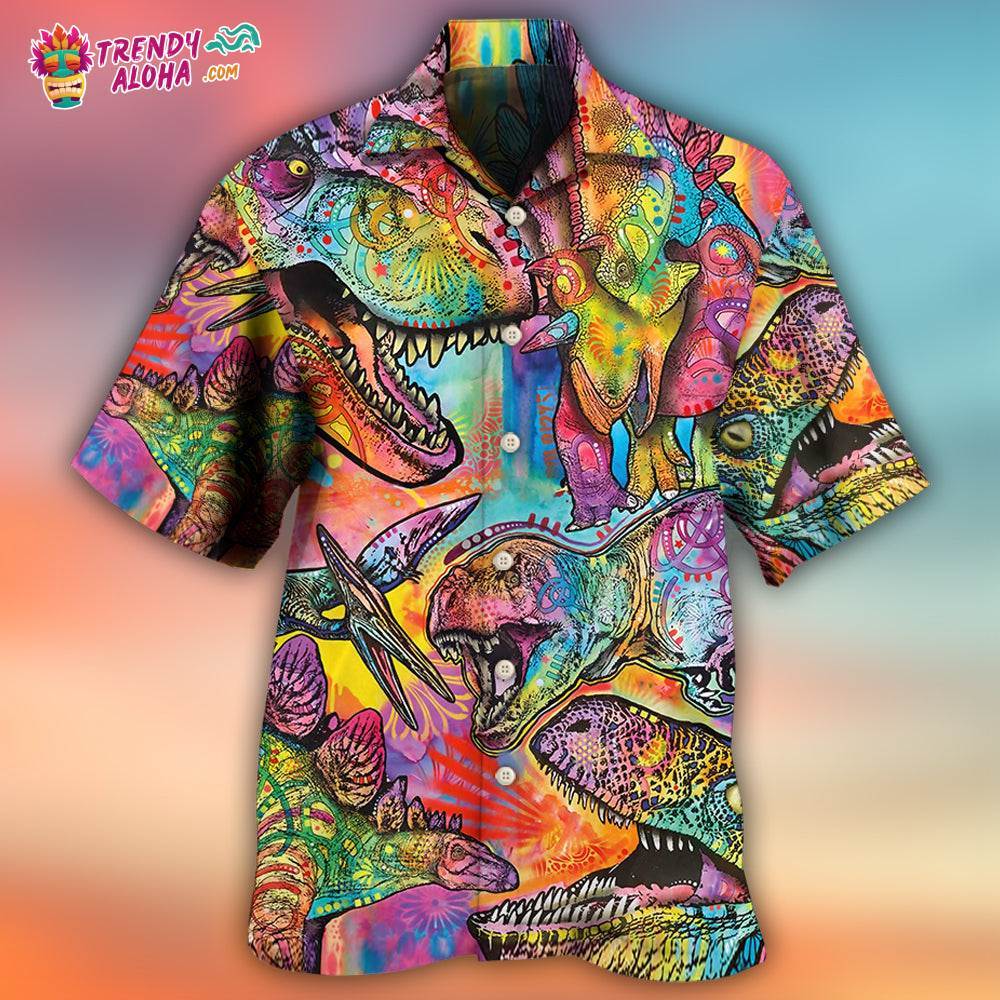 Dinosaur Colorful Art Style Hawaiian Shirt – Trendy Aloha