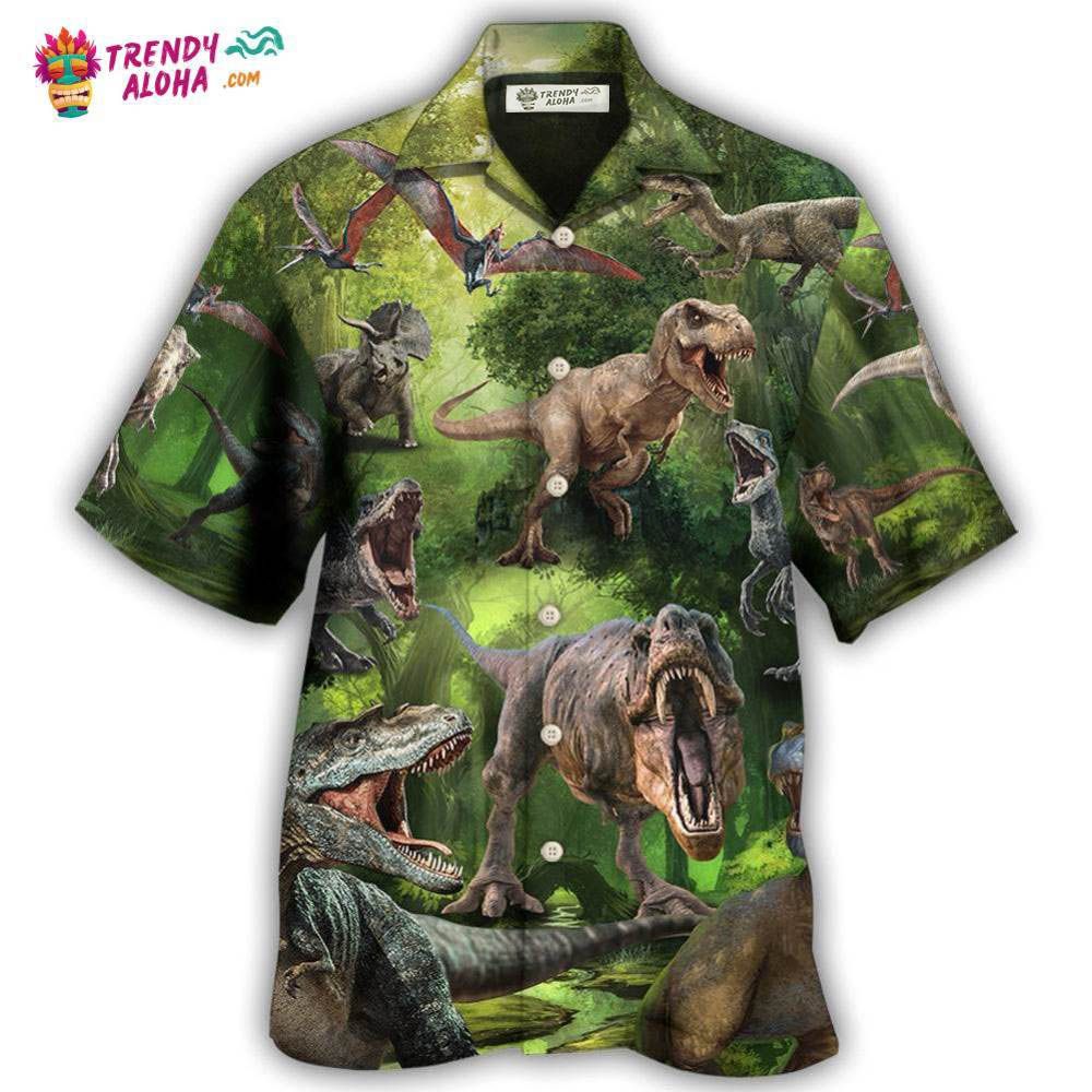 Dinosaur Cool In The Forest Style Hawaiian Shirt – Trendy Aloha