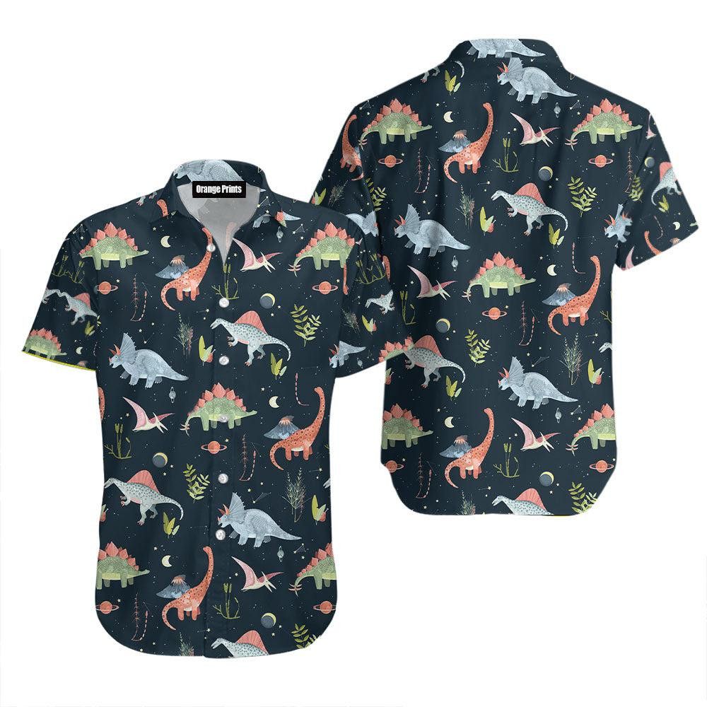 Dinosaur Cosmic Night Trendy Hawaiian Shirt