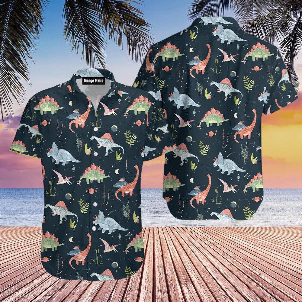 Dinosaur Cosmic Night Trendy Hawaiian Shirt