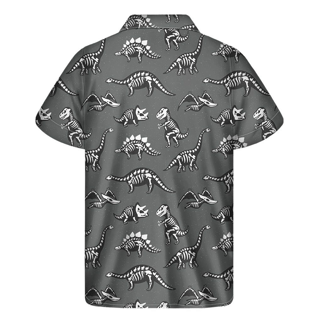 Dinosaur Hawaii Shirt Dinosaur Skeleton Fossils Pattern Grey Hawaii Aloha Shirt