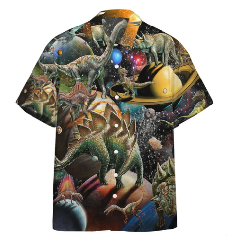 Dinosaur In The Space Trendy Hawaiian Shirt