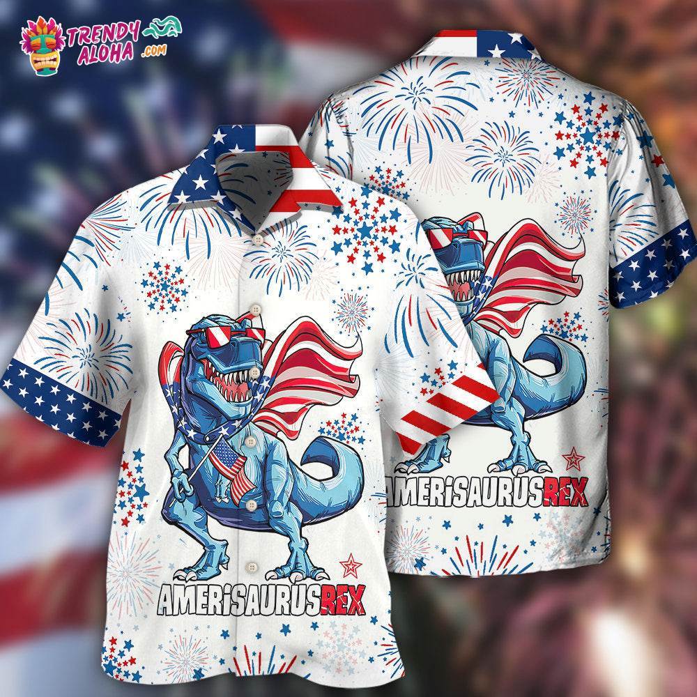 Dinosaur Independence Day Dinosaurus Hawaiian Shirt – Trendy Aloha