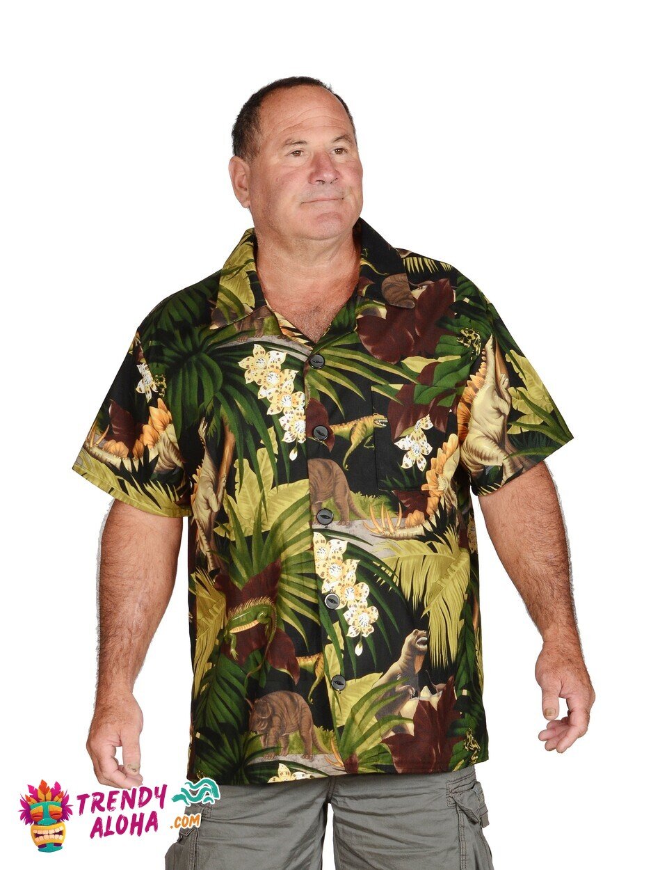 Dinosaur Jungle Exploration Theme Hawaiian Shirt for Adventures