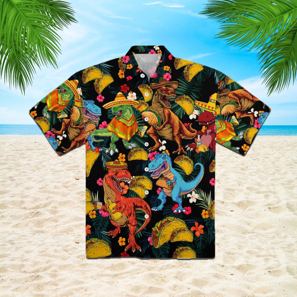 Dinosaur Love Tacos Trendy Hawaiian Shirt  Aloha Shirt