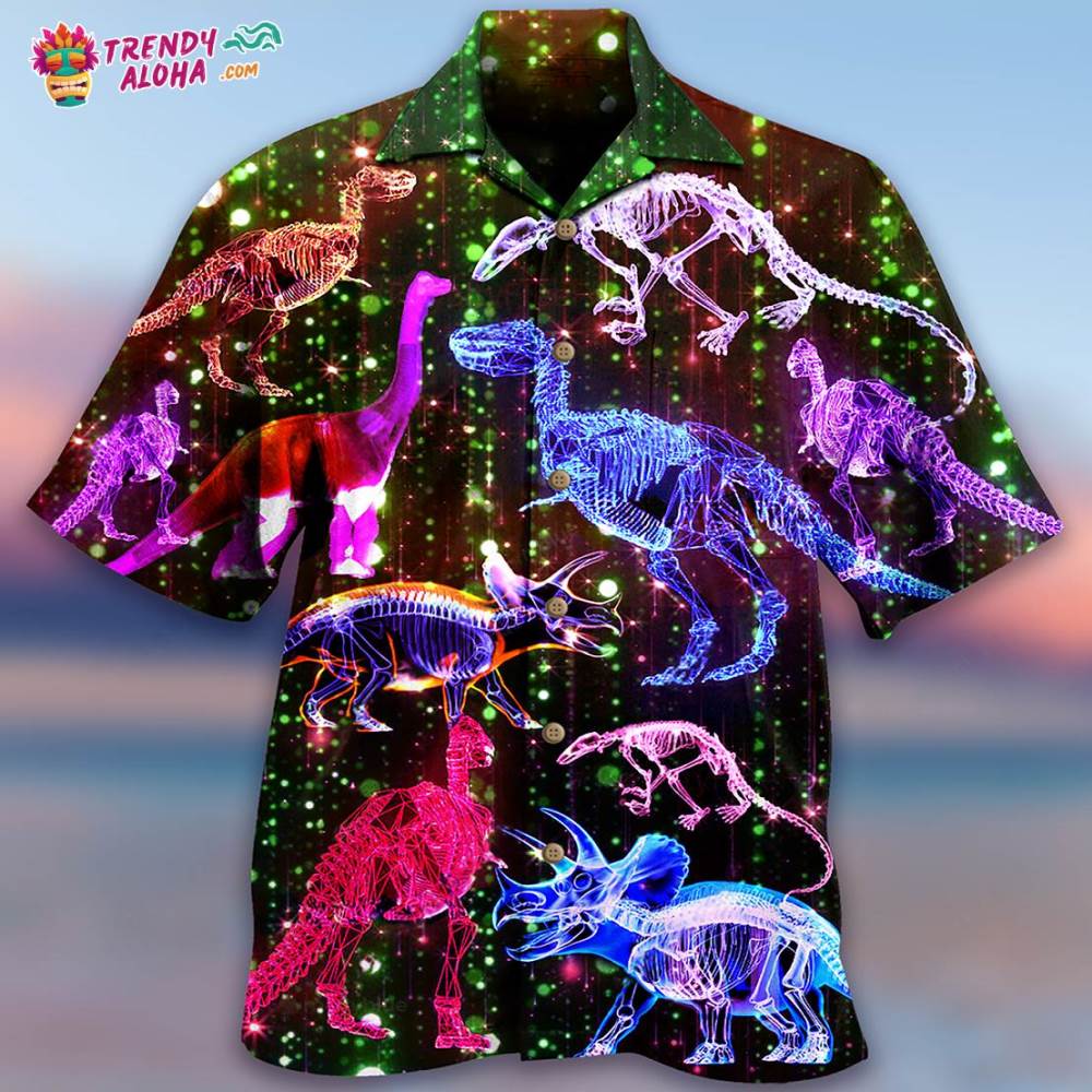 Dinosaur Neon The Sparkling X-Ray Hawaiian Shirt – Trendy Aloha