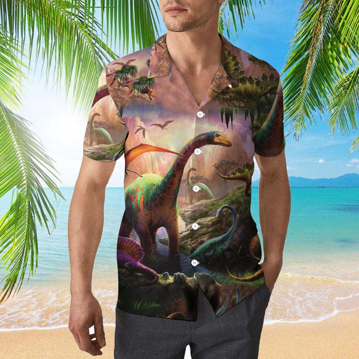 Dinosaur Painting Art Trendy Hawaiian Shirt