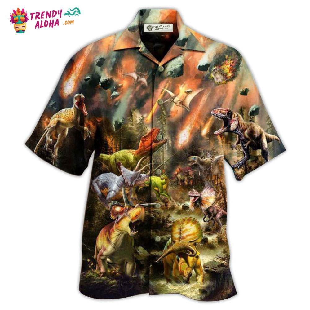 Dinosaur Perish Life With Fire Hawaiian Shirt – Trendy Aloha