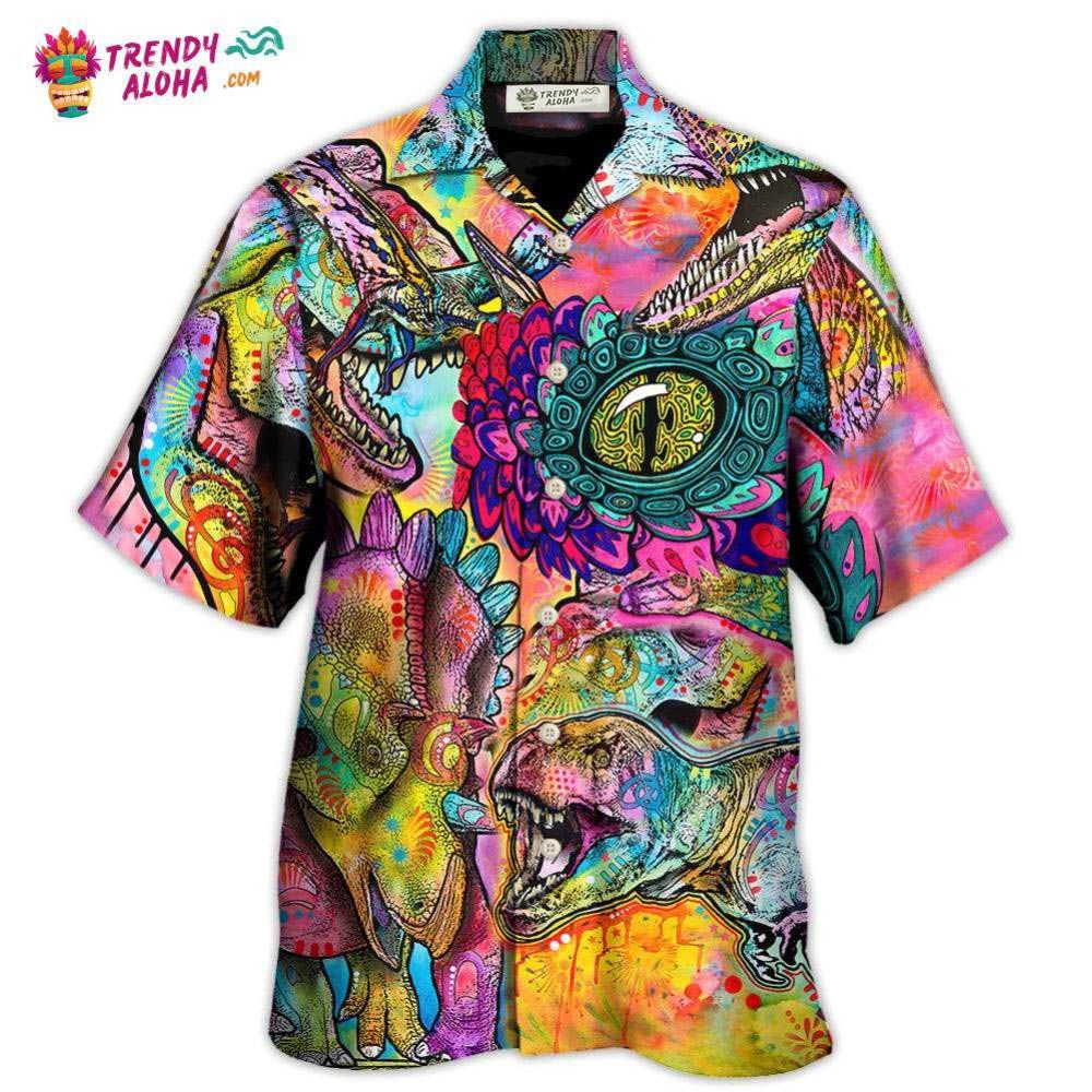 Dinosaur Psychedelic Peers Into Your Soul Hawaiian Shirt – Trendy Aloha