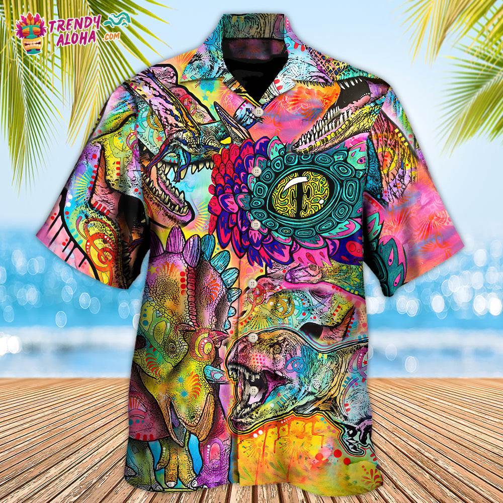 Dinosaur Psychedelic Peers Into Your Soul Hawaiian Shirt – Trendy Aloha