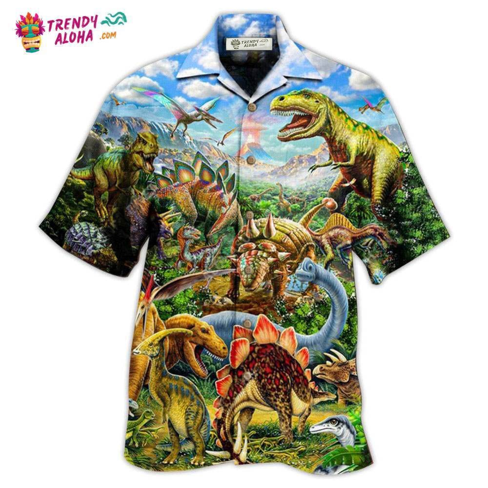 Dinosaur Rawrsome World Blue Sky Hawaiian Shirt – Trendy Aloha