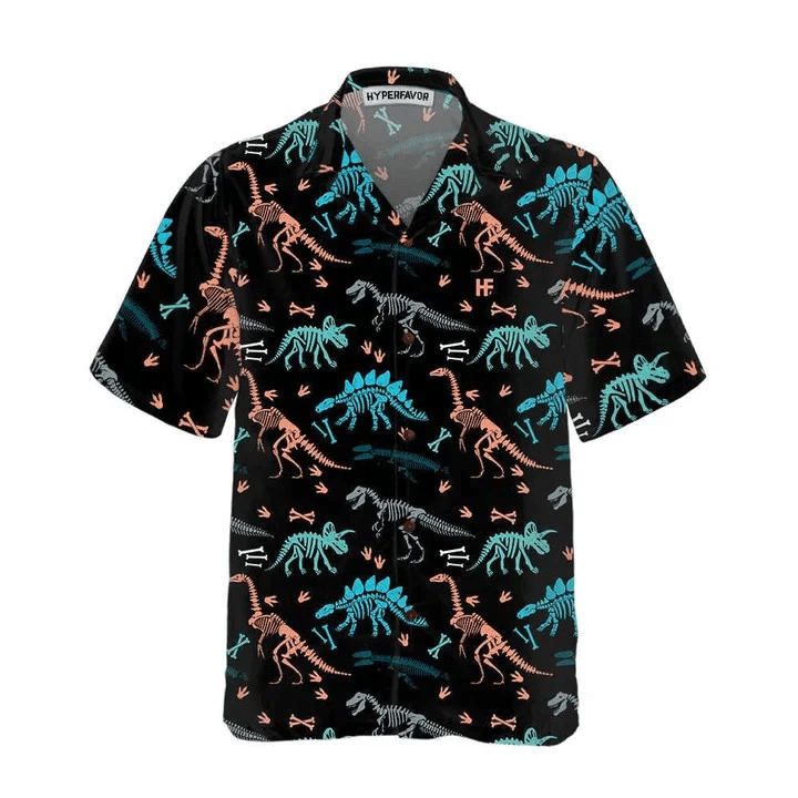 Dinosaur Skeleton Seamless Grunge Pattern Trendy Hawaiian Shirt
