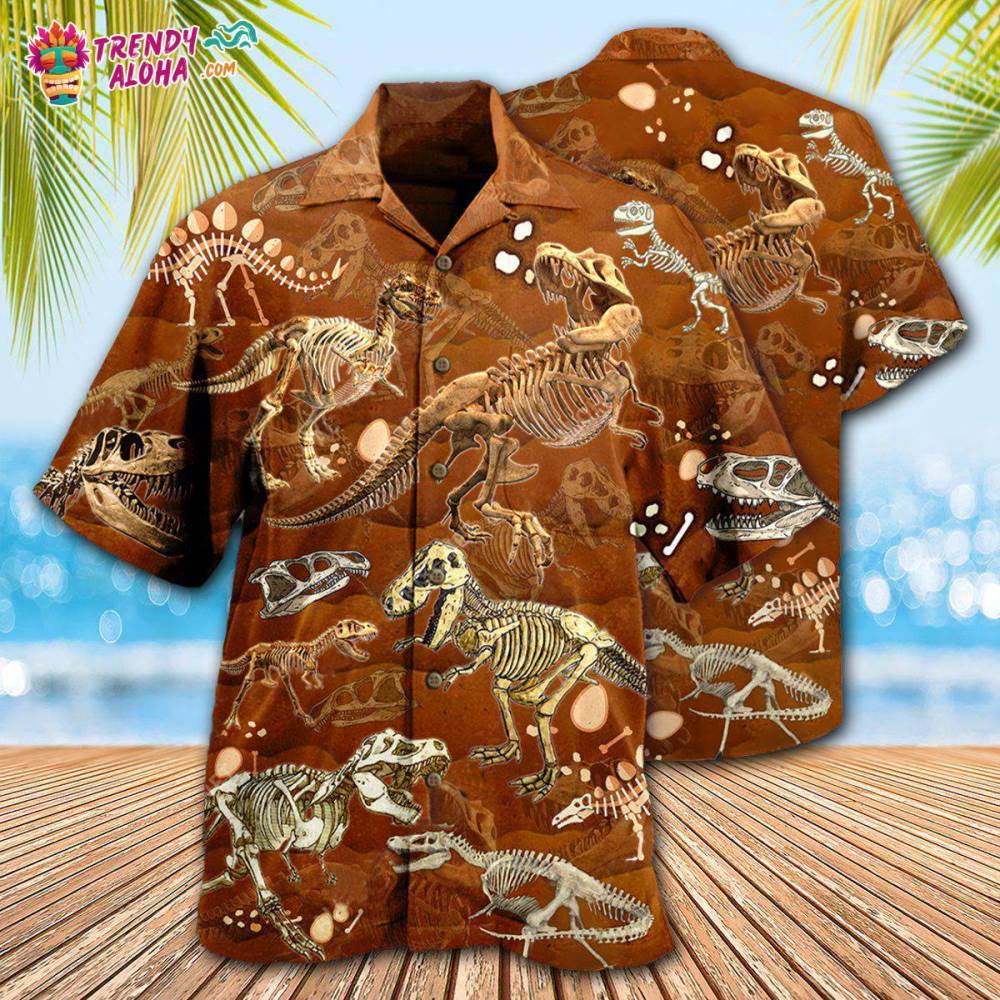 Dinosaur T-Rex Skull Vintage Hawaiian Shirt – Trendy Aloha