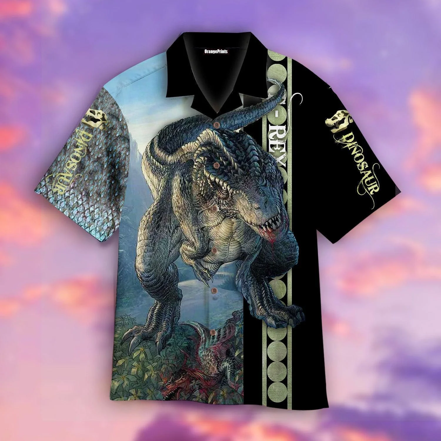 Dinosaur T-Rex Trendy Hawaiian Shirt For