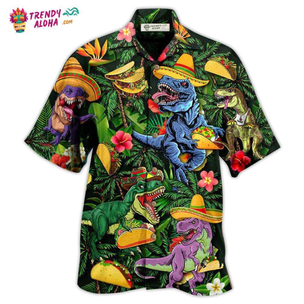 Dinosaur Taco Funny T-Rex Hawaiian Shirt – Trendy Aloha