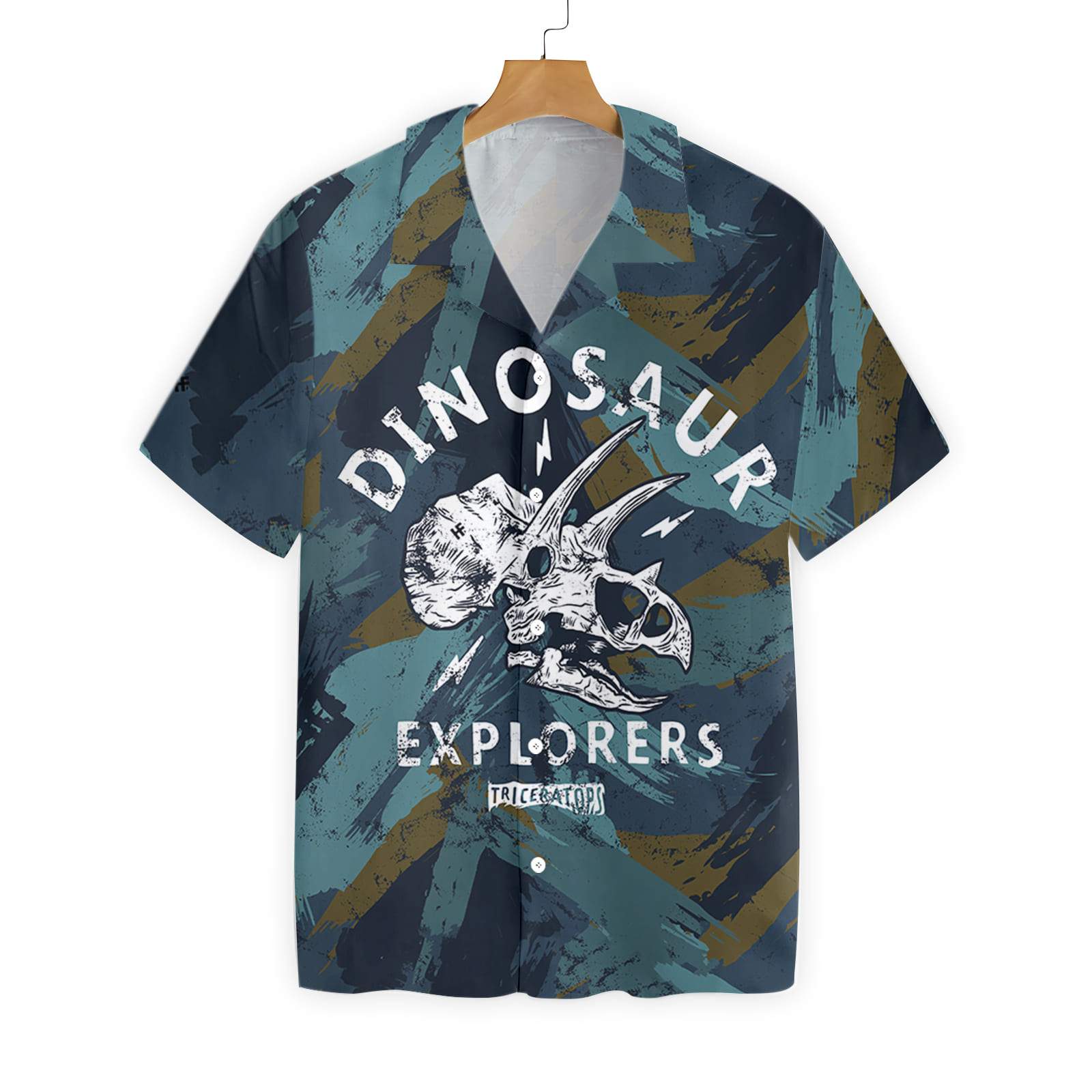 Dinosaur Triceratops Hawaii Shirt Explore Triceratops Skeleton Hawaiin Aloha Shirt