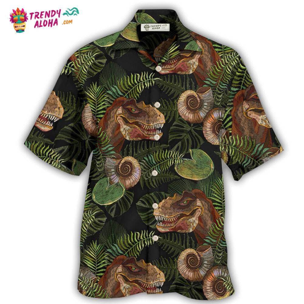 Dinosaur Tropical Leaves Cool Style Hawaiian Shirt – Trendy Aloha