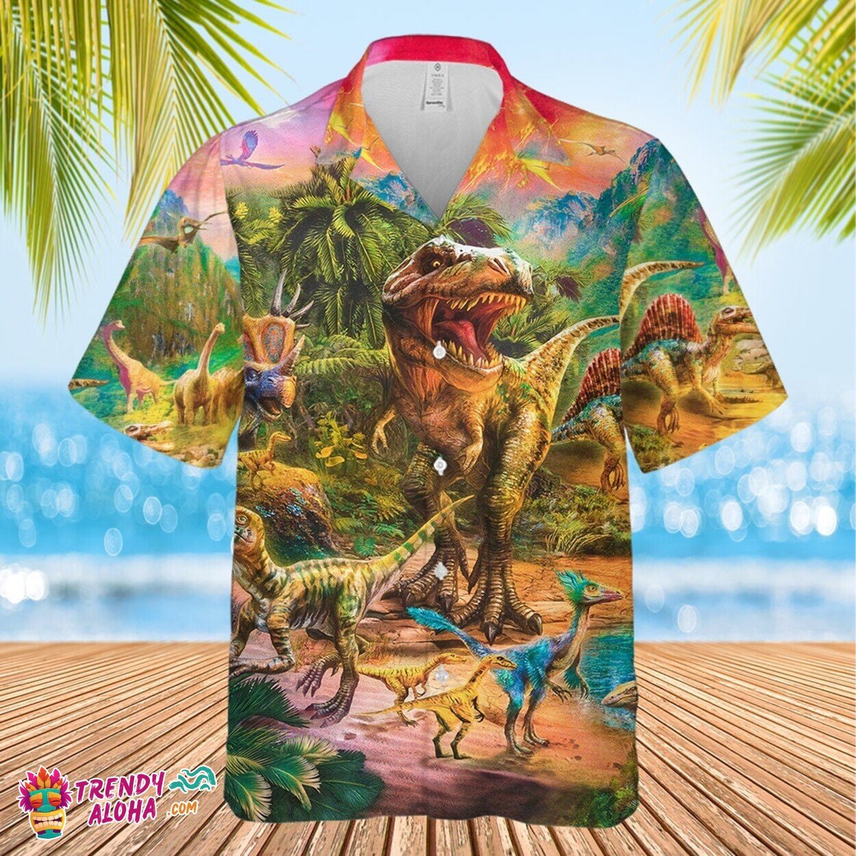 Dinosaur Tropical Saurus All Over Print Unique Hawaiian Shirt