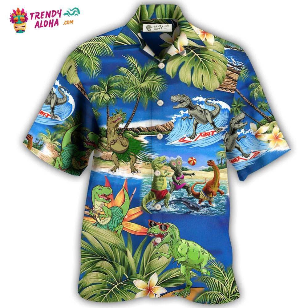 Dinosaur World Summer Beach Hawaiian Shirt – Trendy Aloha