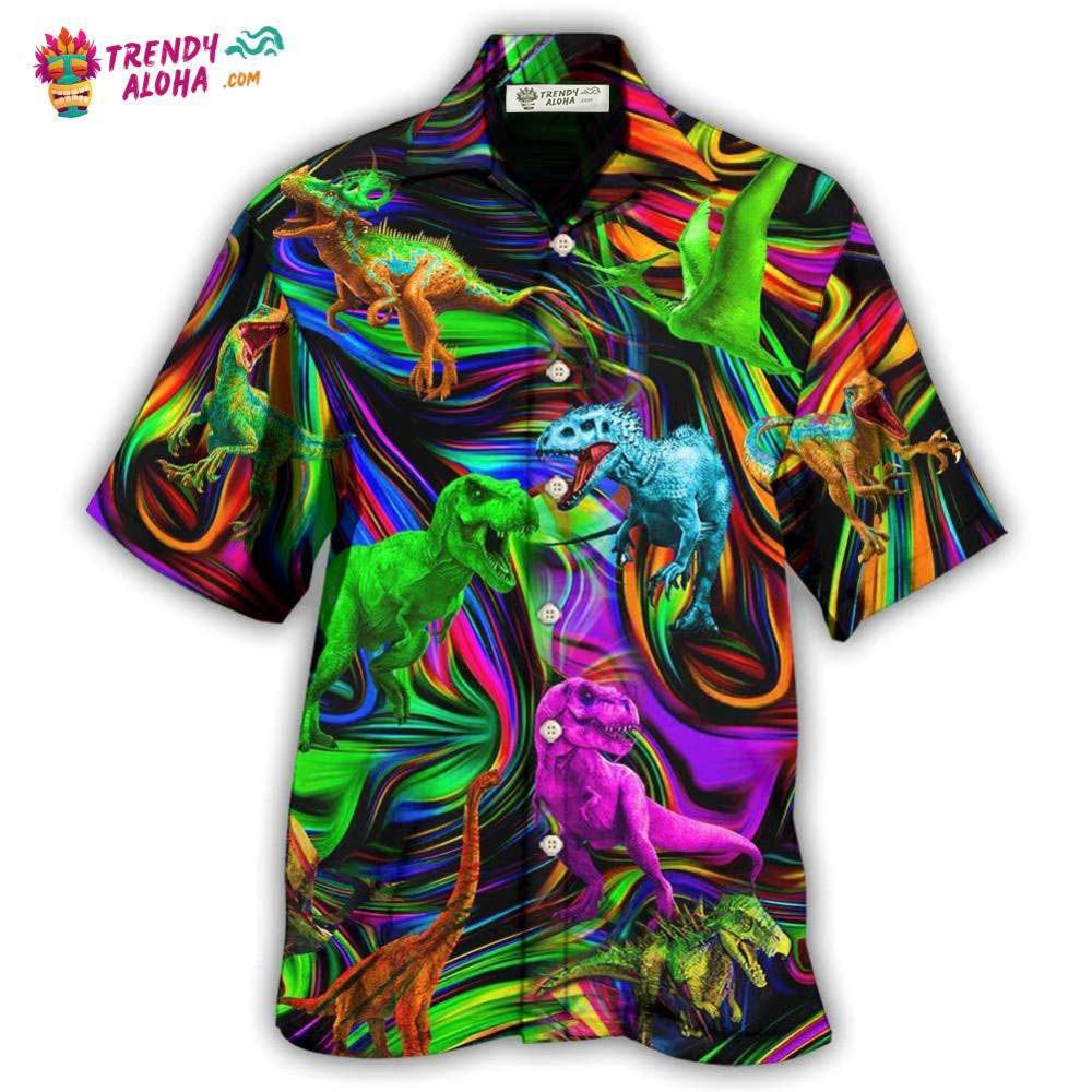 Dinosaur World Summer Colorful Style Hawaiian Shirt – Trendy Aloha