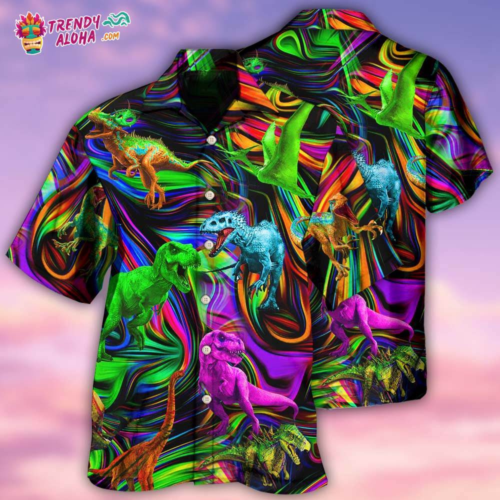 Dinosaur World Summer Colorful Style Hawaiian Shirt – Trendy Aloha