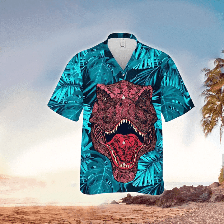 Dinosaurs Aloha Shirt, Dinosaurs Pattern Trendy Hawaiian Shirt For Dinosaurs Lovers
