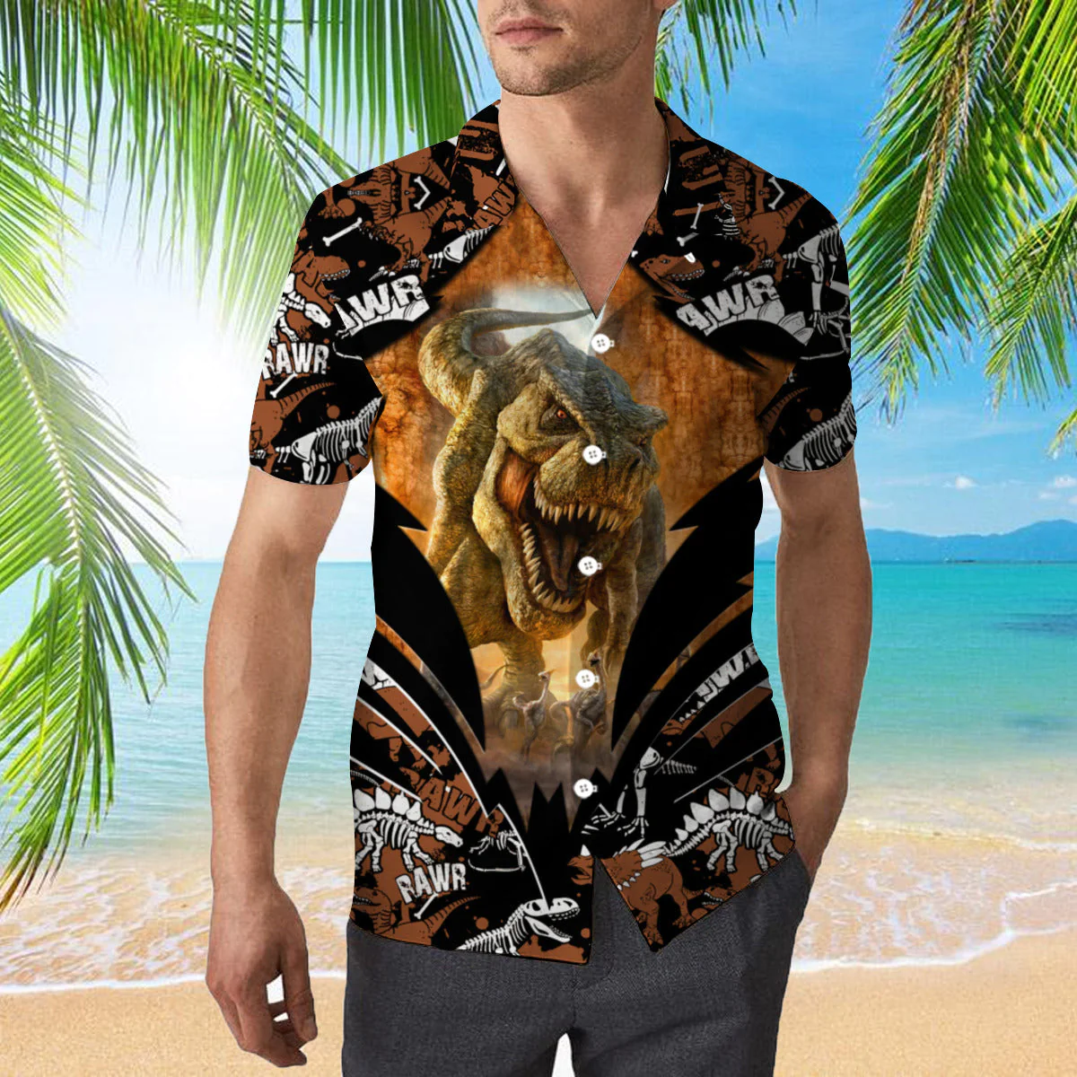 Dinosaurs Aloha Trendy Hawaiian Shirts  Aloha Shirt
