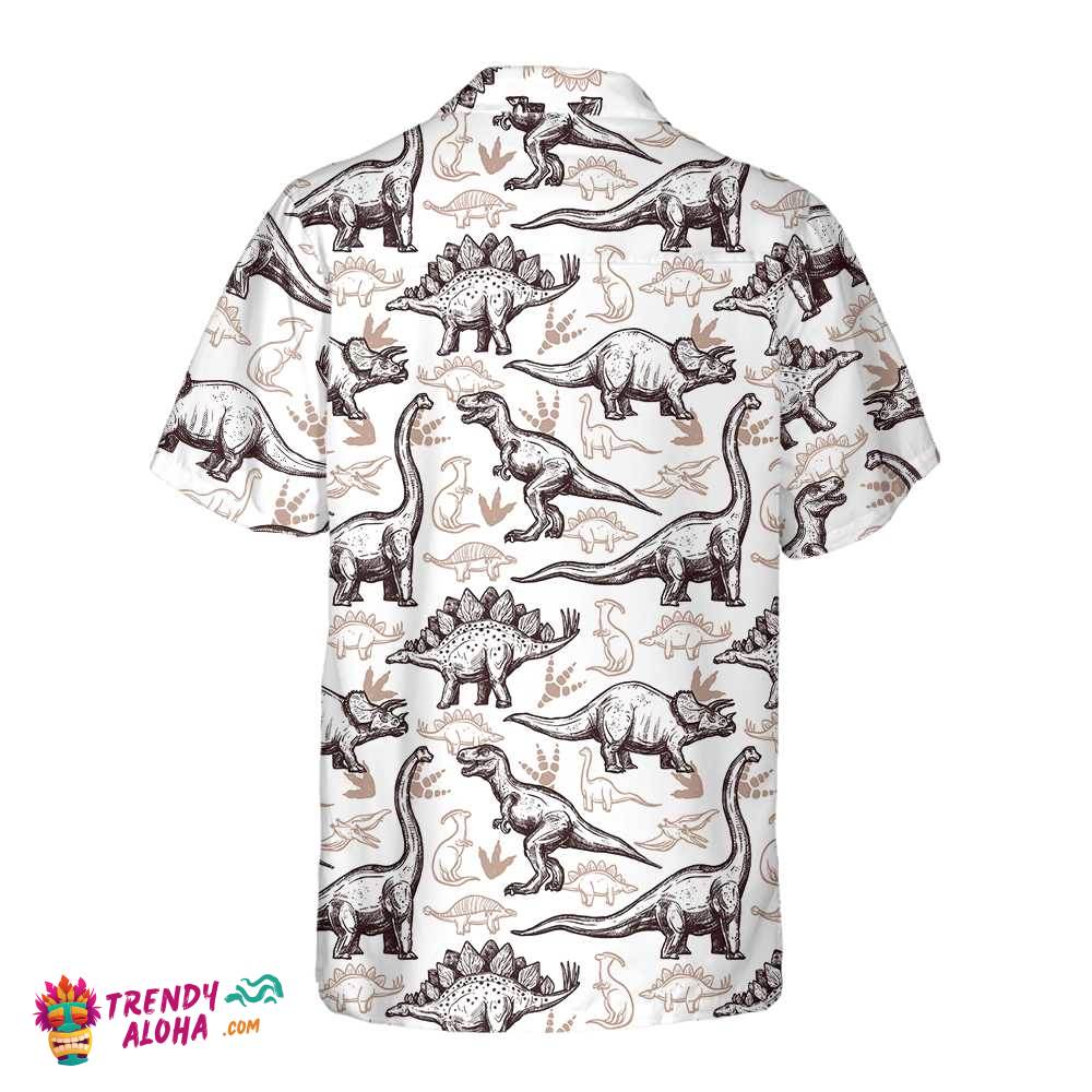 Dinosaurs Footprints Seamless Pattern Dinosaur Hawaiian Shirt, Cool Dinosaur Shirt, Best Gift For Dinosaur Lover