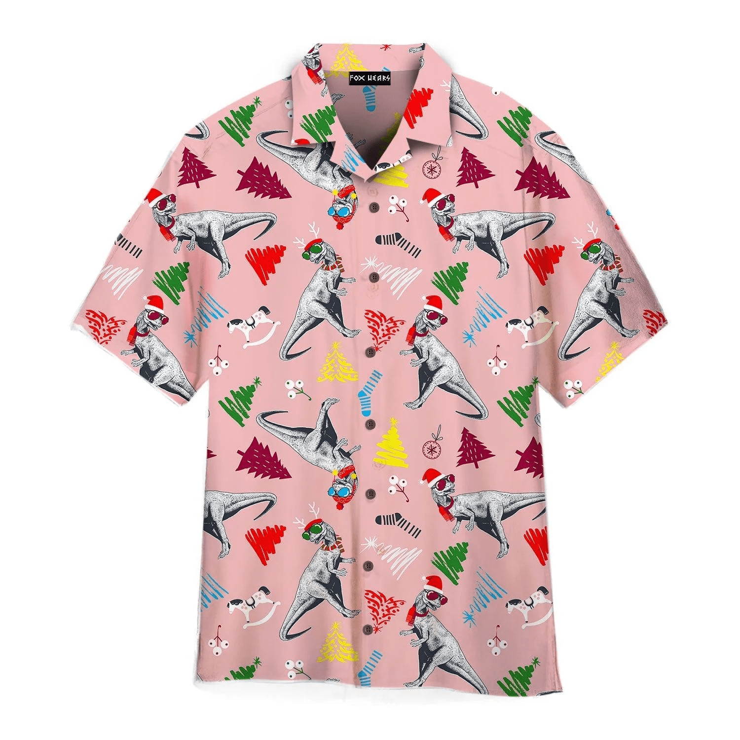 Dinosaurs Merry Christmas Trendy Hawaiian Shirt