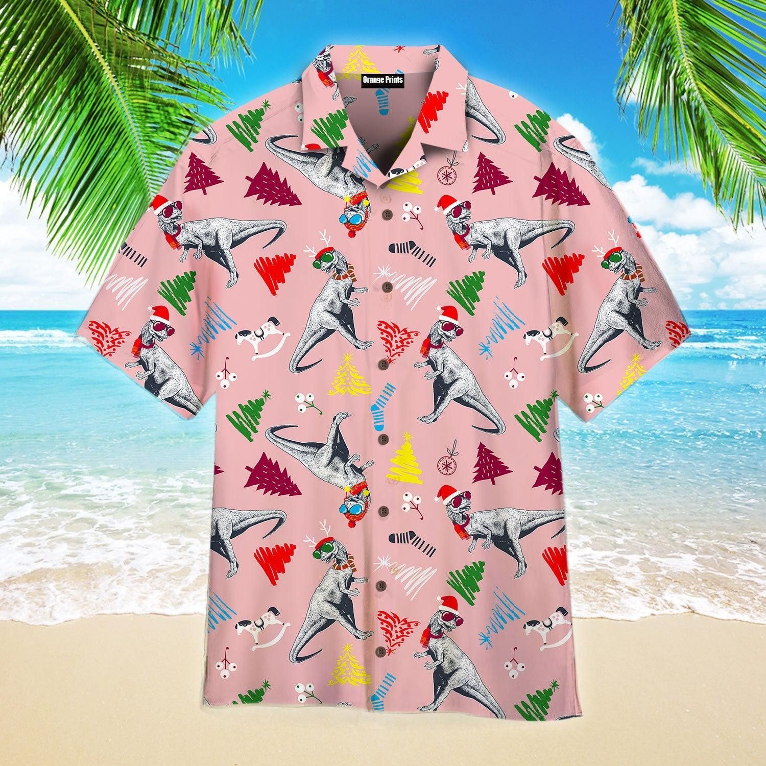 Dinosaurs Merry Christmas Trendy Hawaiian Shirt