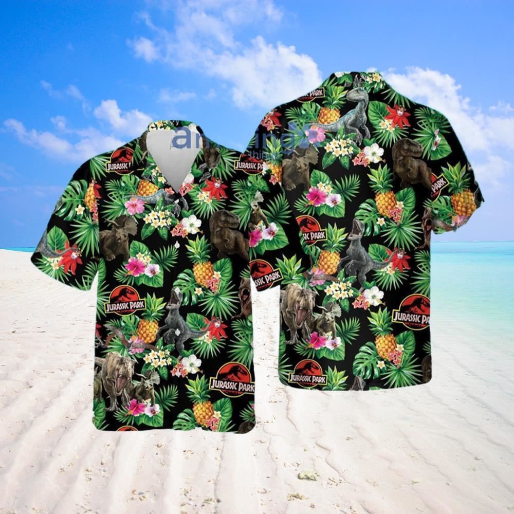 Dinosaurs Pineapple Tropical Flower Summer Jurassic Park Hawaiian Shirt
