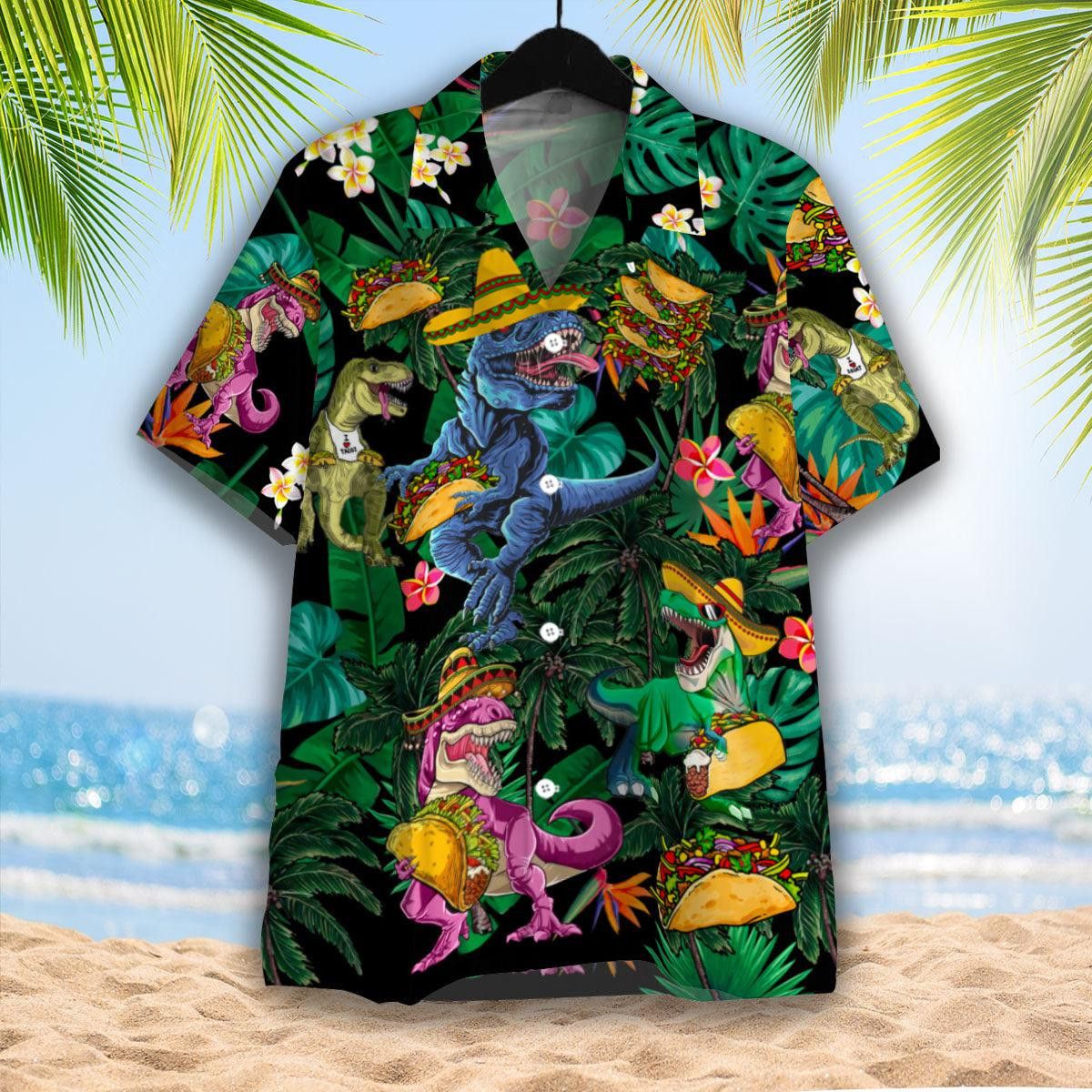 Dinosaurs Share Love For Tacos On This Unique Hawaiian Shirt