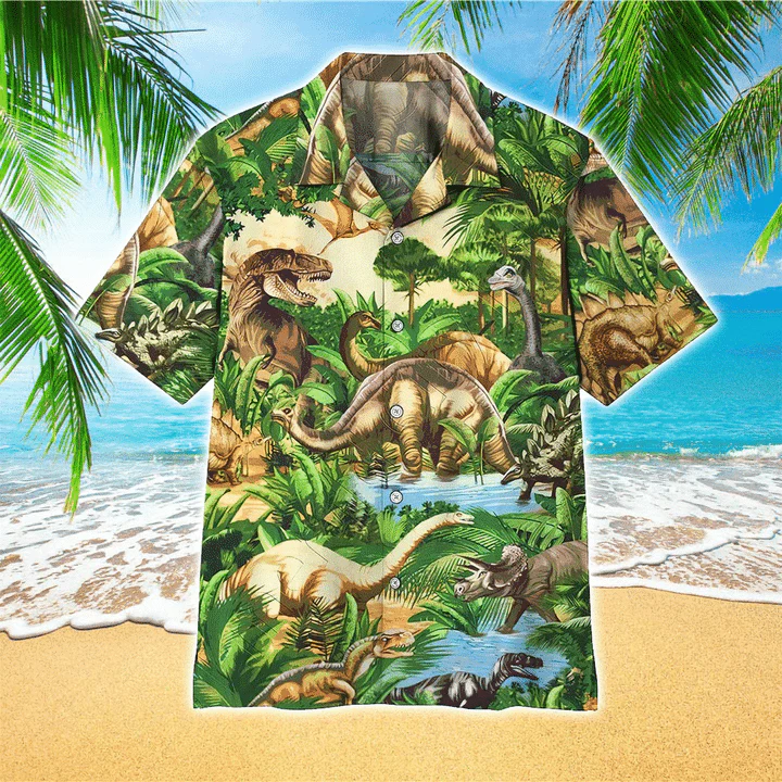 Dinosaurs Terrier Aloha Hawaii Shirt, Perfect Trendy Hawaiian Shirt For Dinosaurs Lover