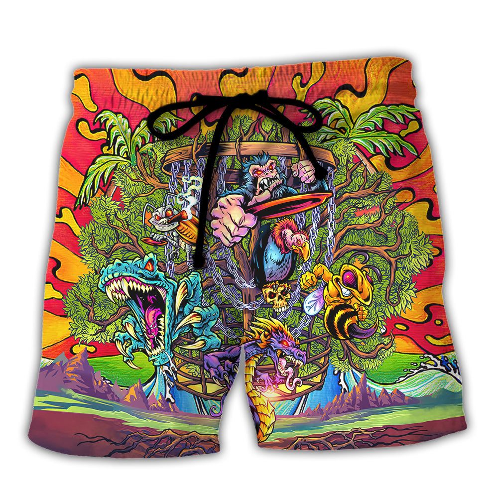 Disc Golf Ball Games Tree Tropical Island Paradise Trendy Aloha Hawaiian Beach Shorts Disc Golf Ball Games Tree Tropical Island Paradise Trendy Aloha Hawaiian Beach Shorts