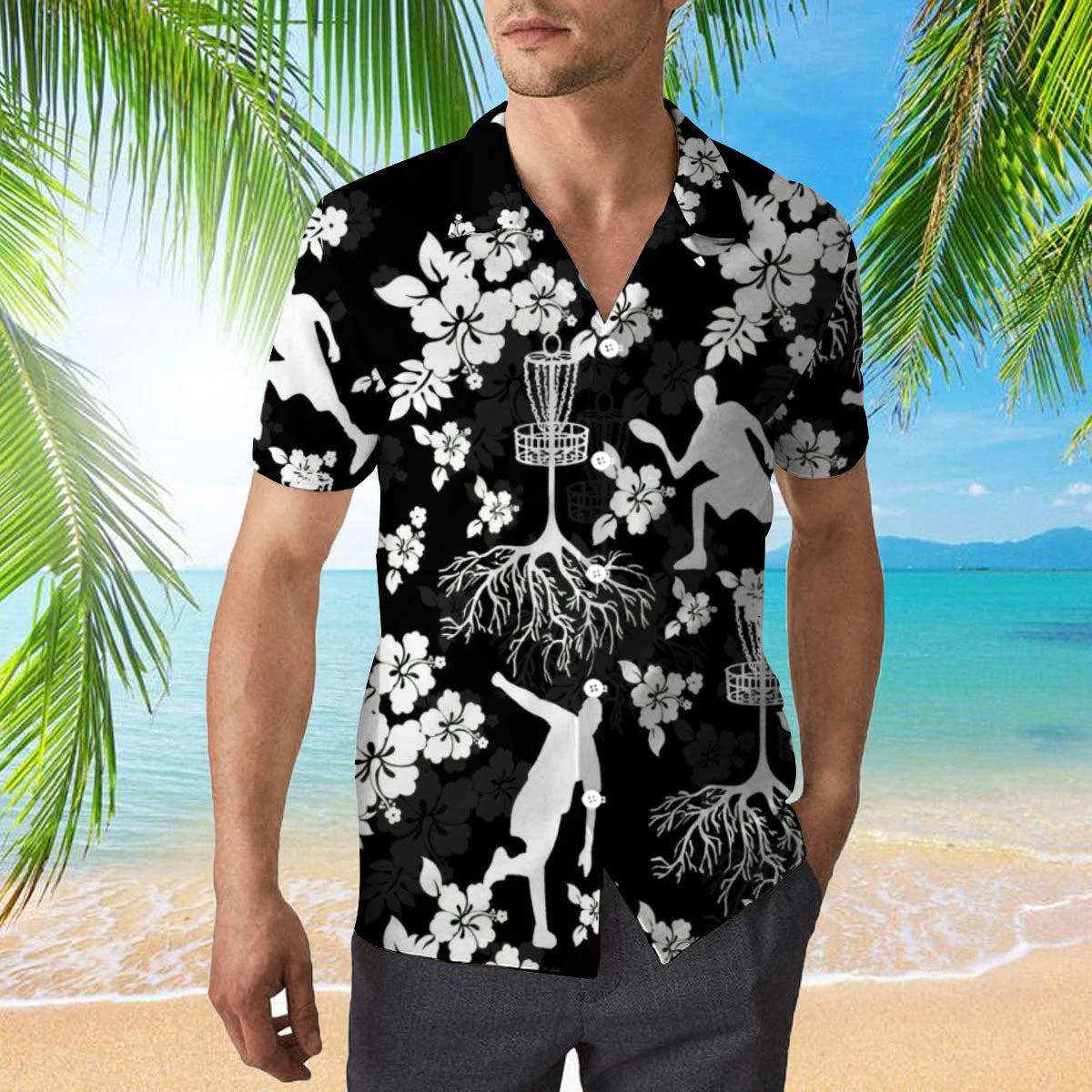 Disc Golf Tree Hibiscus Trendy Hawaiian Shirt