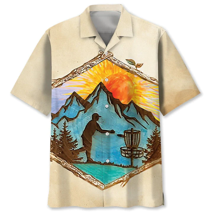 Disc Golf Tropical Trendy Hawaiian Shirt, Unisex Summer Beach Casual Short Sleeve Summer Vacation Beach Shirts