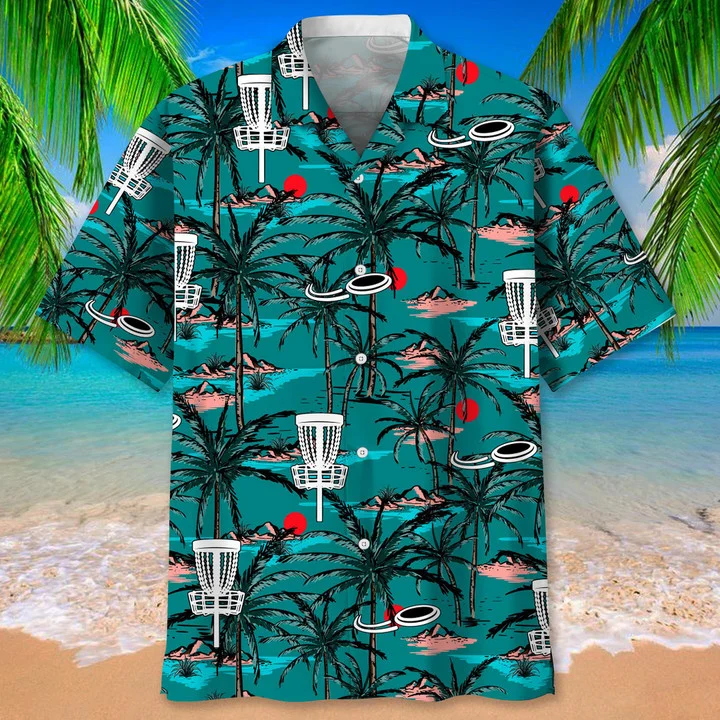 Disc Golf Usa Blue Tropical Trendy Hawaiian Shirt, Trendy Hawaiian