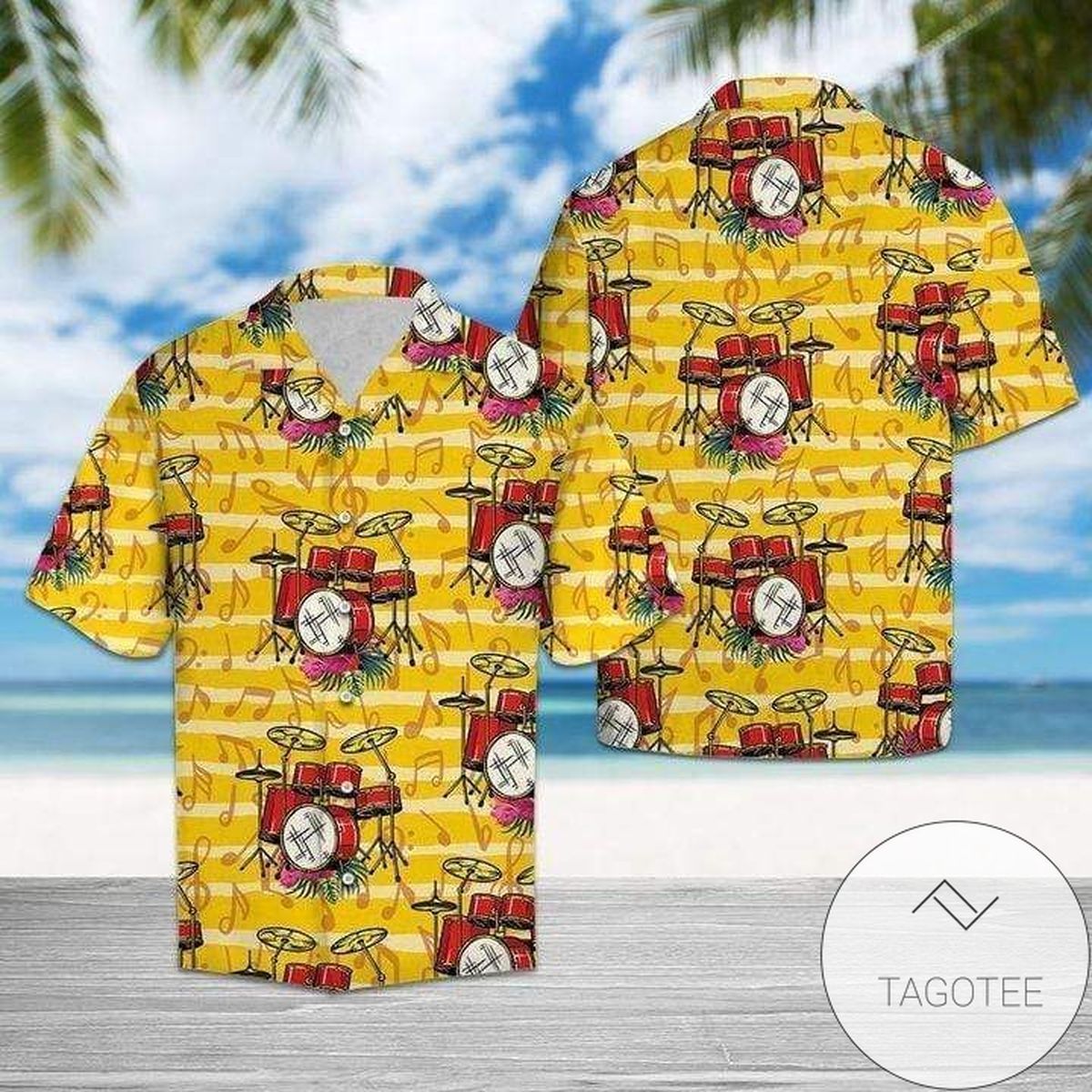 Discover Cool Drum Yellow Tropical Hawaiian Shirts